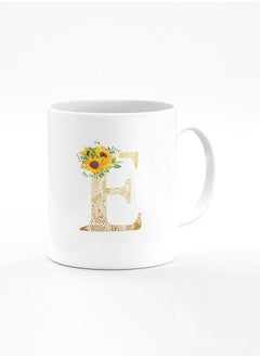 Buy Stylizedd Designer Printed Coffee Mug 11oz Ceramic Personalised Gift Mugs Cup -Custom Monogram Initial Letter Floral Pattern Alphabet - E ( White ) in UAE