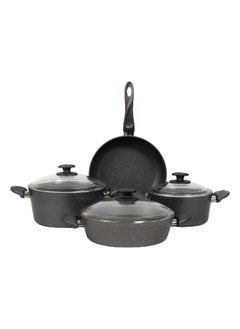 Buy Dara Casserole and Fry Pan Set, Dark Grey, Clear & Black - 26 cm in UAE