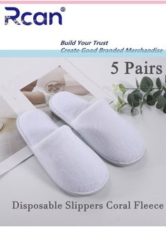 Buy 5 Pairs of Disposable Coral Fleece Slippers Non Slip Thickened Warm Washable Portable Travel Slippers Breathable Soft Suede Disposable Spa Slippers Unisex Suitable for Home Hotel in Saudi Arabia