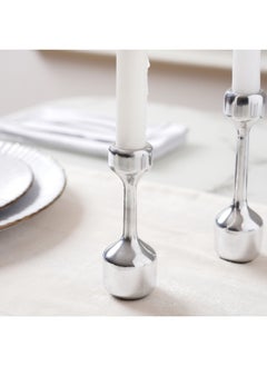 اشتري Kiara Metal Taper Candle Holder 12.5X4.5X4.5Cm - Silver في الامارات