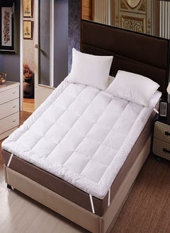 Buy Mattress Topper With 4 Corner Elastic 10cm Thick 150x200cm in UAE