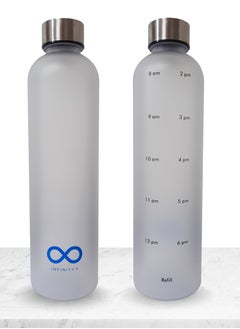 Buy Water Bottle, Leakproof,  1L/32 OZ Large Size, BPA free, Non-Toxic, Motivational Time Stamps Perfect for Kids, School, Gym, Sports, School, Office and Travel (White) in UAE