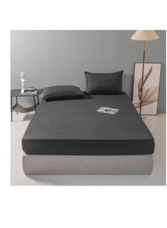 Buy Deals For Less Premium 3 Piece King Size Bedsheet Set Satin Stripe Solid Coin Gray in UAE