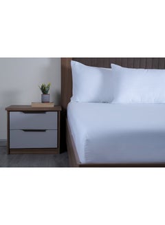 Buy 3-Piece Luxury Living Fitted Sheet Set White 180x200+35 cm in UAE