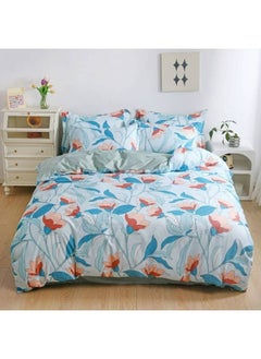 Buy 6-Piece Double Size Duvet Cover Set|1 Duvet Cover + 1 Flat Sheet + 4 Pillow Cases|Microfibre|TWILIGHT in UAE