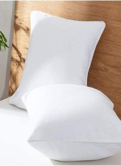 Buy Simple&Opulence 100% Linen Euro Shams with White Trim Inserted Edges 26x26 Inch Stone Washed Pillow Cover Set of 2 Basic Style Cushion Case,White in UAE