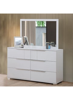 Buy Brooklyn Dresser with Mirror Durable Vanity Table Dressing Makeup Desk with Storage Modern Design Bedroom Furnitures L 137 x W 45.3 x H 81.6 cm White in UAE