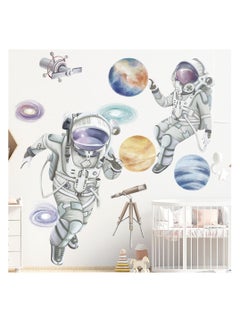 اشتري Large Astronaut Wall Stickers, Cartoon Spaceman and Outer Planet Decals for Kids' Rooms, Peel and Stick Wall Art Home Decor for Living Room, Bedroom, Bathroom في السعودية