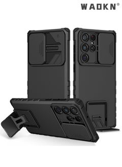 Buy Case for Samsung Galaxy S24 Ultra Military Grade Drop Proof Protection Rugged Protective S24 Ultra 5G Phone Cover with Built in Kickstand & Slide - Shockproof TPU Matte Textured Bumper Design (Black) in Saudi Arabia