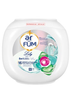 Buy ArFum PODS, 5-in-1 Laundry Detergent Capsules with Scent Booster, Detergent Concentrate, Softener, Color Protect, Powerful Stain Remover in 1 capsule, 16 Weeks Long-Lasting Fragrance, 42 Pods, Lily in UAE