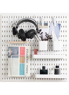 اشتري Pegboard Combination Kit, Wall Mounted Storage Set with 4 Pegboards & 14 Accessories Hanging, White Peg Boards Organizer for Walls Display, Crafts Organization, Kitchen Organizer, 22" X 22" في السعودية