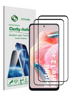 Buy 2 Pack For Xiaomi Redmi Note 12 4G Screen Protector Scratch and Shatter Resistant Full Glue Back in UAE