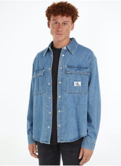 Buy Mid Wash Regular Fit Denim Shirt in UAE