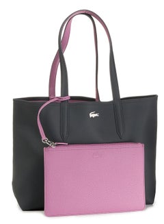 Buy LACOSTE Women's Anna Double sided Two tone Large Capacity Handbag, Fashionable and Versatile, Black/Pink in UAE