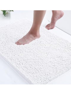 Buy White Luxury Chenille Bath Rug, Extra Soft and Absorbent Bathroom Mat Rugs, Machine Washable, Non-Slip Plush Carpet Runner for Tub, Shower, and Bath Room(24x16) (1) in UAE