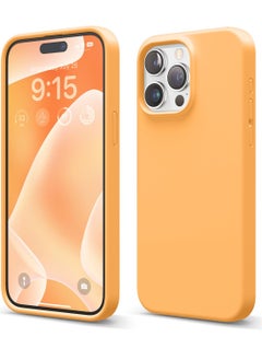 اشتري Liquid Silicone for iPhone 15 Pro MAX Case Cover Full Body Protection, Shockproof, Slim, Anti-Scratch Soft Microfiber Lining - Orange في الامارات