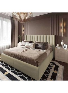 Buy Palermo | Wooden Bed Frame Upholstered in Velvet - Ivory in Saudi Arabia