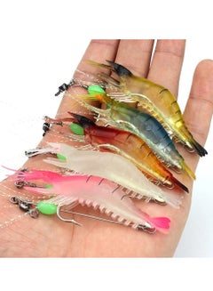 Buy 5-Piece Fishing Lures Soft Luminous Shrimp Lures Set, Shrimp Bait Set with Sharp Hooks, Fishing Tackle for Freshwater and Saltwater Bass Trout Catfish in Saudi Arabia