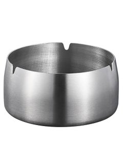 Buy Ashtray for Cigarettes, Windproof Stainless Steel Ash Tray for Indoor Outdoor Patio Home Office Hotel Tabletop (Size, 10x5x10cm) Silver in UAE