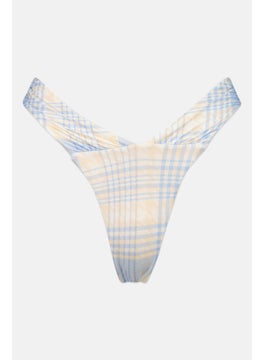 Buy Women Checked Bikini Bottom, Cream/Blue in UAE