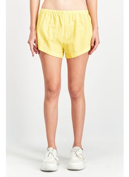 Buy Women Sportswear Fit Running Short, Yellow/White in Saudi Arabia