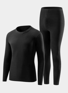 Buy Men's Thermal Underwear Sets Top & Long Johns Fleece Sweat Quick Drying Thermo Base Layer-Black in UAE