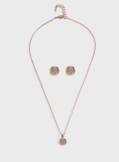 Buy Emillia Mini Button Necklace + Earrings Set in UAE