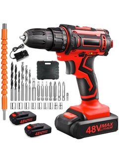 Buy Cordless Power Drill Set 48V Electric Drill Driver Kit with Battery Charger  2 Variable Speed 24pcs Acessories 25 Torque Setting for DIY Project Home Improvement in Saudi Arabia