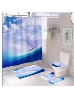 Buy Bath mat Set with Multi-Colored Curtain in Saudi Arabia