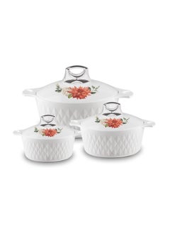 Buy Casserole Steel Insulated Hotpot Diamond White 3 Pc Set in Saudi Arabia