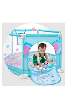 Buy Baby Ball Pool Playpen For Kids Playard Indoor Child Safety Fence with 50 Balls .Blue in UAE