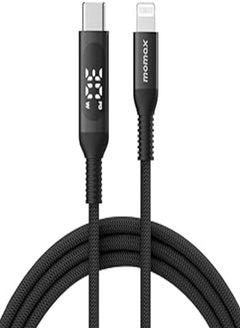 اشتري MOMAX Elite 30W 1.2m USB-C to Lightning Cable with LED Display (Black) في مصر