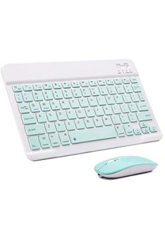 اشتري Arabic and English Bluetooth Keyboard and Mouse Combo Ultra Slim Portable Compact Wireless Mouse Keyboard Set for IOS Android Windows Tablet Phone iPhone iPad Pro Air Mini (Green) في الامارات