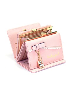 اشتري Wallet Card Holder, Small Wallet for Women Lovely Cat Pendant Card Holder Organizer Girls Front Pocket Coin Purse Leather (Pink) في الامارات