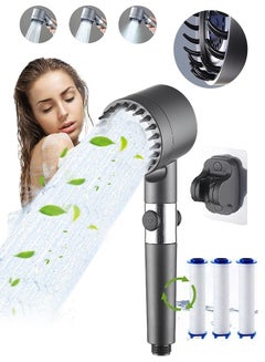 Buy Handheld Shower Filter Shower Head (3 Modes), High Pressure Shower Heads Remove Chlorine and Impurities,  Massages Scalp to Anti Hairfall and Dry Skin with 3 Filters and 1 Shower Holder shower set in Saudi Arabia