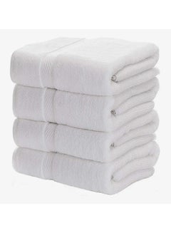 Buy Luxury White Bath Towels Large | Highly Absorbent Hotel spa Collection Bathroom Towel | 27x54 Inch | Set of 4 in UAE
