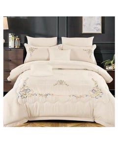 Buy Embroidered King Size Duvet Cover Set - 6-Piece Bedding Collection fitted bedsheet duvet with Zipper Closure in UAE