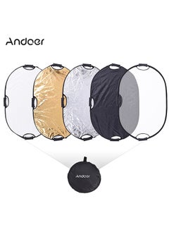 Buy 90*60cm Portable Handheld Oval Collapsible 5in1 Multi Reflector with Gold/Sliver/White/Black/Translucent Colors for Photo Studio Photography in UAE