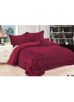 Buy Luxurious 6 Piece Comforter Set Premium Super Soft  Velvet  Super Soft  King Size Maroon Color in UAE