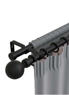 Buy High Quality Double Ball Curtain Rod Black 120-210 cm in Saudi Arabia