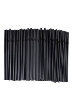 Buy 100PC Flexible Disposable Plastic Drinking Bendy Straw Black 6Mm in UAE