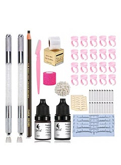 Buy Eyebrow Kit Double Sided Manual Pencil Set with 20 Tips Pigment Practice Skin Eyebrow Ruler Ring Cup Permanent Eyebrow Makeup Supplies in Saudi Arabia