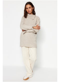 Buy Beige Pearl Detailed Knitwear Sweater TCTAW24AK00104 in Egypt