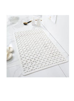 Buy Non-Slip Bath Mat, Soft TPE Shower Mat with Suction Cups and Drain Holes, Bathroom Anti-Slip Mat for Shower, Bathtub (90 * 60cm, White) in UAE