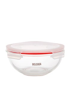 Buy Round Airtight Glass Bowl with PP Lid, 2000ml, DC2386 in UAE