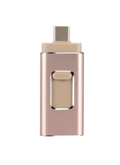 اشتري 16GB USB Flash Drive, Shock Proof 3-in-1 External USB Flash Drive, Safe And Stable USB Memory Stick, Convenient And Fast Metal Body Flash Drive, Gold Color (Type-C Interface + apple Head + USB Local) في السعودية