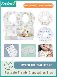 Buy 40pcs Baby Disposable Travel Bibs, Infant Bib for Girls and Boys with Individual Package - Soft, Leak Proof & Convenient in UAE