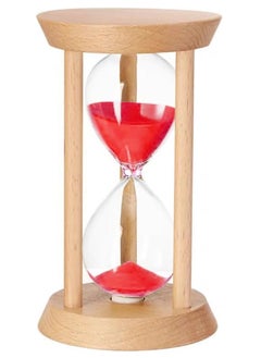 Buy Sand Timer, 30 Minutes Wood Base Hourglass Sandglass Clock for Childrens Teeth Brushing Kitchen Cooking Game School Office Home Decoration (Red, 30 min) in UAE