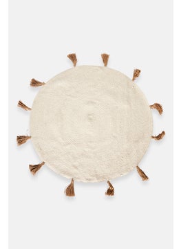 Buy Woven Round Rug 90 D cm, White/Beige in UAE