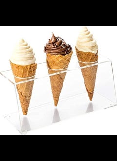 Buy Clear Acrylic Ice Cream Cone Holder 3 slots Restaurantware in Saudi Arabia